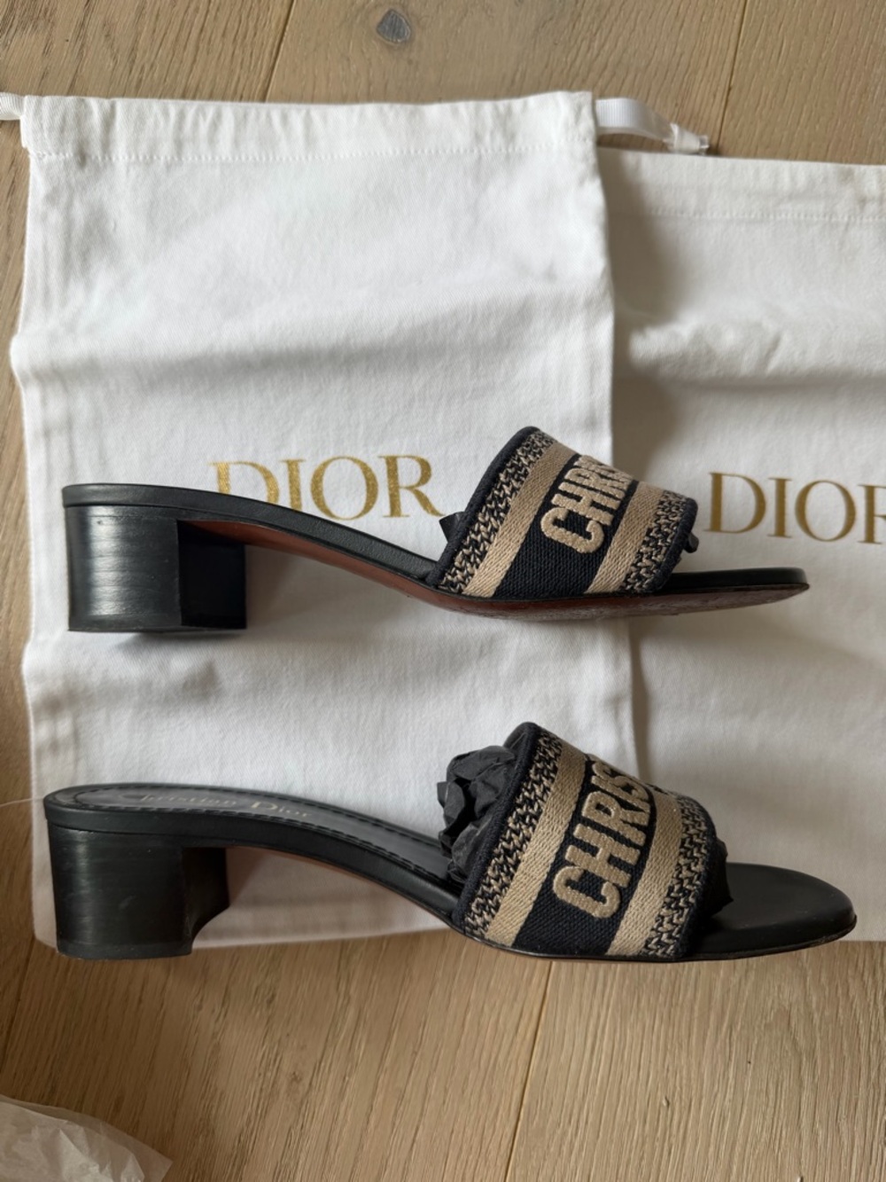 Christian Dior Deep Blue Dway Mules heeled 37.5 EU 100 % Authentic - Picture 3 of 16